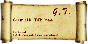 Gyurnik Tímea névjegykártya